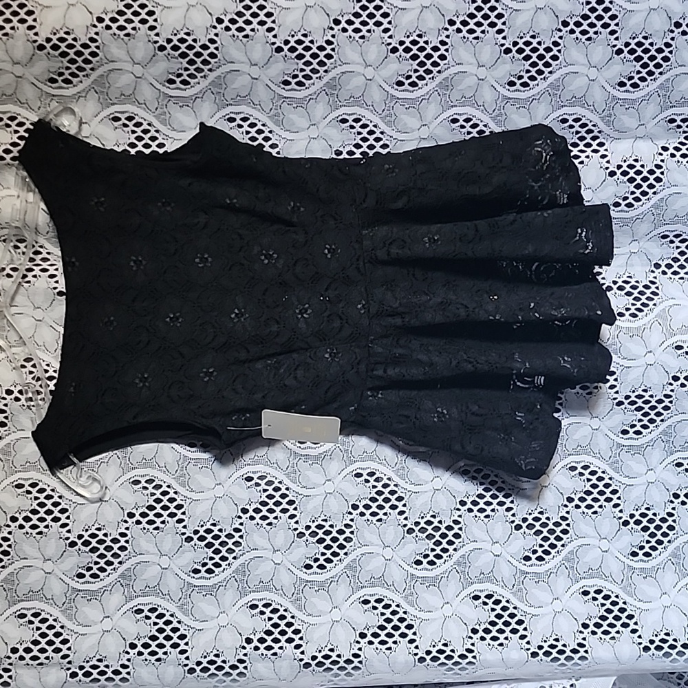 ENZO Stretch Black Lace Top Blouse - Picture 6 of 8